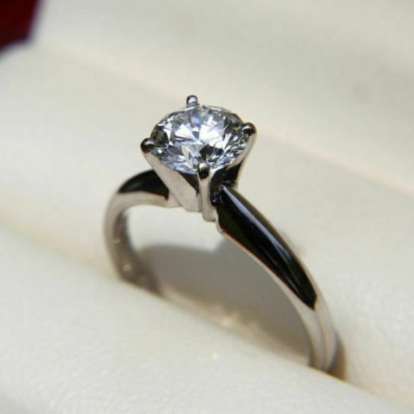 Moissanite Diamond Engagement 14k White Gold 8.00 MM 2.00 Ct Moissanite Diamond - Picture 3 of 4